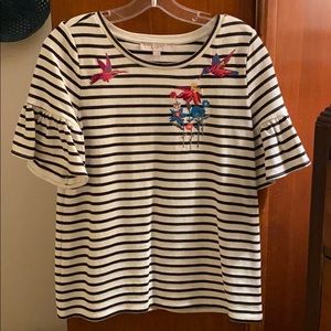 Birds and floral short sleeve shirt